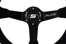 Steering wheel SLIDE 350mm offset:90mm Suede Yellow Strip