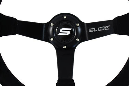 Steering wheel SLIDE 350mm offset:90mm Suede Yellow Strip