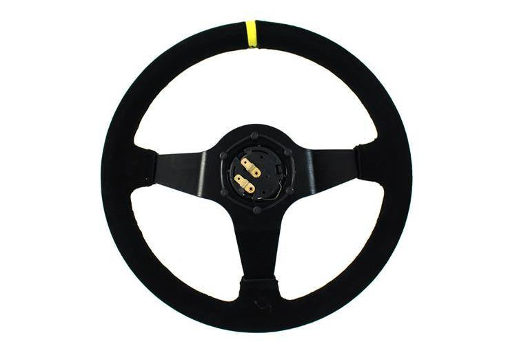 Steering wheel SLIDE 350mm offset:90mm Suede Yellow Strip