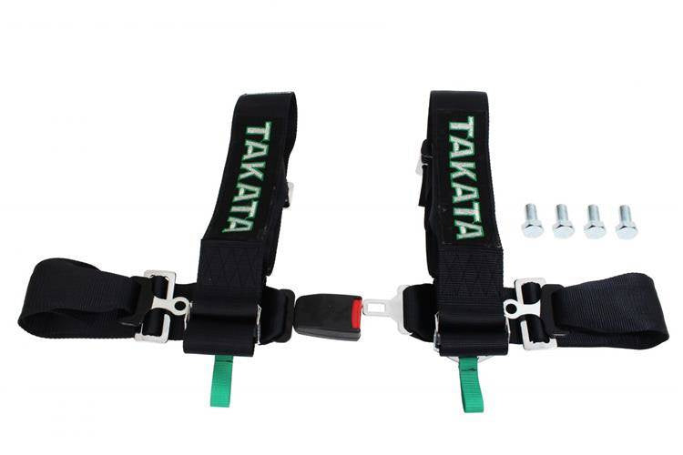 Racing seat belts 4p 3" Black Takata Replica