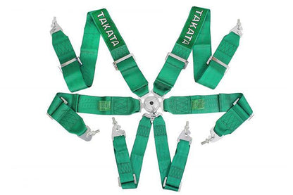 Racing seat belts 6p 3" Green Takata Replica