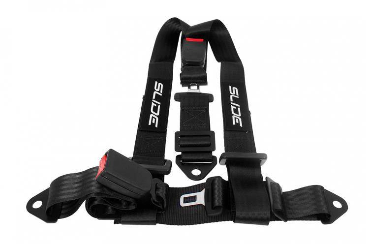 Renn-Sicherheitsgurte Slide 3p 2" Schwarz E4-Homologation