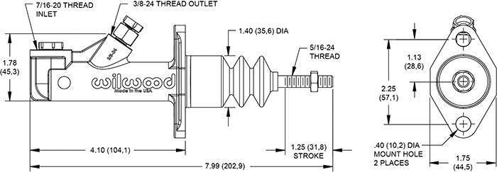 Brake clutch master cylinder Wilwood GS Compact 0,625"