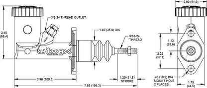Brake clutch master cylinder with tank Wilwood GS Compact 0,75"