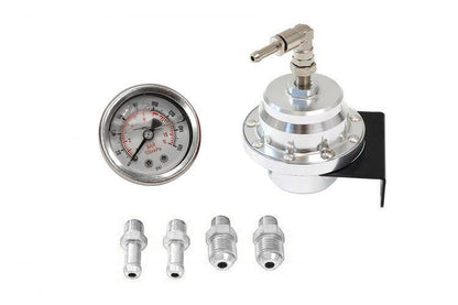 TurboWorks Benzindruckregler Racing AN6 mit Manometer Silber