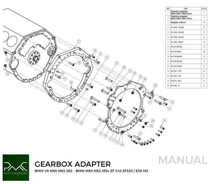 Gearbox adapter plate BMW M60 M62 - BMW M50 M52 M54 M57 S50 S52 S54 DCT DKG GS7D36SG N54