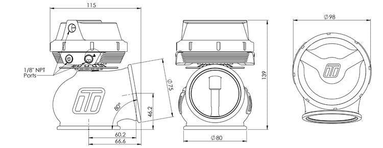Turbosmart Wastegate Powergate 60mm 0,5 Bar Gen V