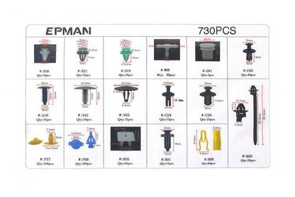Pins Clamps Set 730 pcs