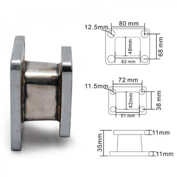 Flange reduction under turbo T25-T4