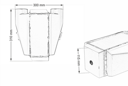 TurboWorks Wasser-Ladeluftkühler 255x115x115 3" 2x90°