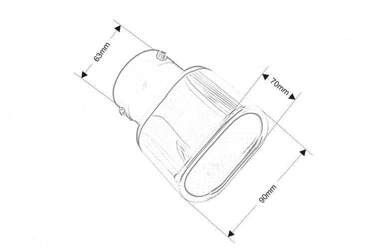 Silencer tip 90x70mm input 63.5mm