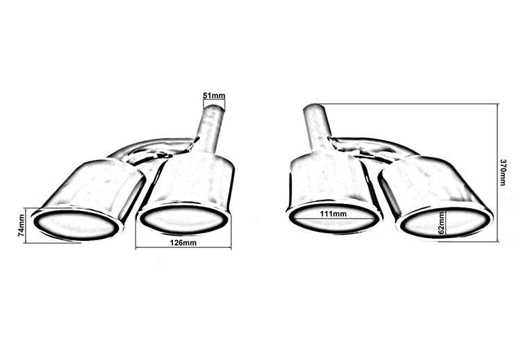 Exhaust Pipe End 126x74mm input 51mm Mercedes C63 AMG