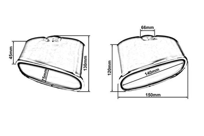 Exhaust Pipe End 150x85mm input 66mm BMW X5