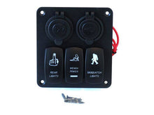 Switch panel 12/24V ON-OFFx3, 1xZ, 2xUSB 3,1A, 2xB 15A IP68