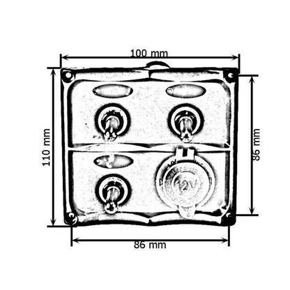 Schaltpanel 12V SPST/AN-AUSx3, 1xGZ, 2B 15A IP68