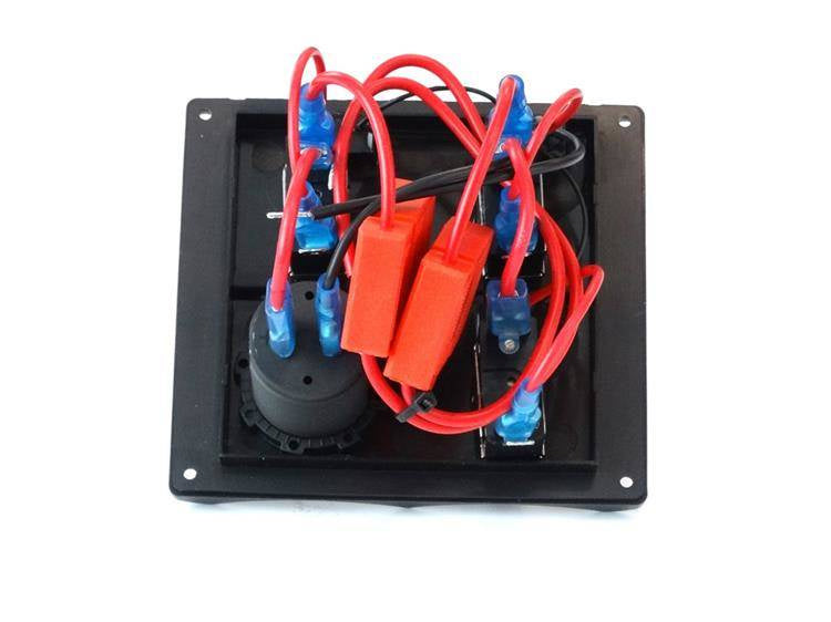 Switch Panel 12V SPST/ON-OFFx3, 2xUSB, 2B 15A IP68