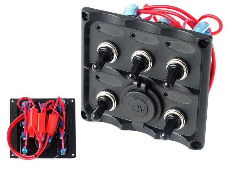 Schaltpanel 12V SPST/AN-AUSx5, 1xGZ, 3B 15A IP68