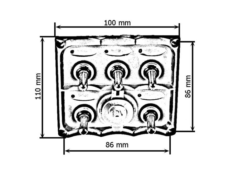 Schaltpanel 12V SPST/AN-AUSx5, 1xGZ, 3B 15A IP68