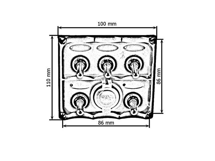 Switch Panel 12V SPST/ON-OFFx5, 2xUSB, 3B 15A IP68
