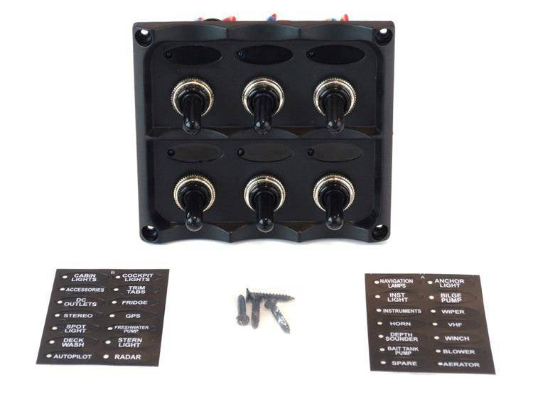 Schalterpanel 12V SPST/AN-AUSx6, 3B 15A IP68
