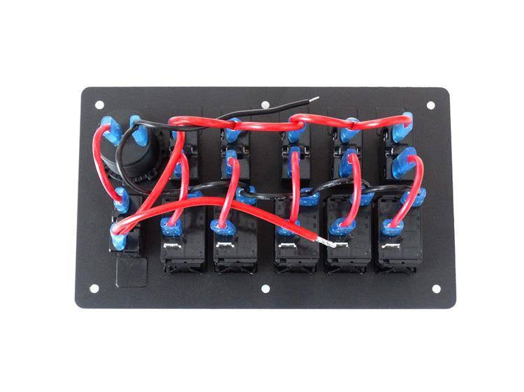 Schaltpanel ALU, EIN-AUSx5, 1xGZ, BA 3x5A 2x10A 1x15A IP68