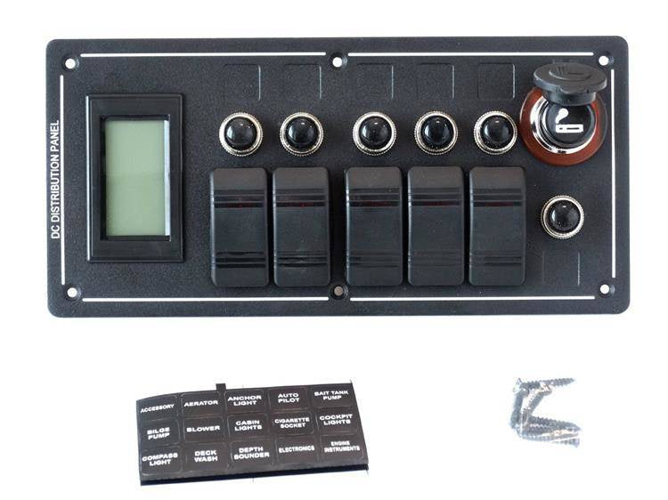 Schaltpanel ALU, EIN-AUSx5, 1xZ, BA 3x5A 2x10A 1x15A IP68