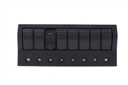 Schalter 12/24V EIN-AUSx5, 1xZ, 2xUSB 3,1A, 1xLED-Voltanzeige, 3xB 15A IP68 Blau