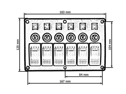 Switch ON-OFFx6,BA 3x5A 2x10A 1x15A