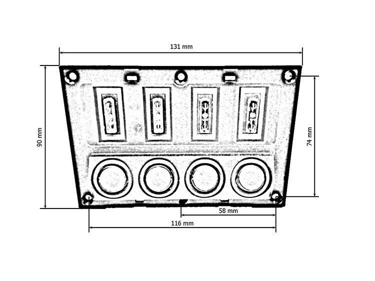 Switch 12/24V IP68 ON-OFFx4, 4xB 2x5A 1x10A 1x15A, LED IP68