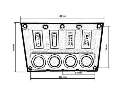 Switch 12/24V IP68 ON-OFFx4, 4xB 2x5A 1x10A 1x15A, LED IP68
