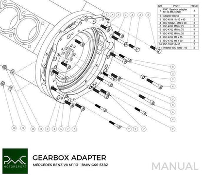 Gearbox adapter plate Mercedes-Benz V6 M112 V8 M113 - Manual BMW (M57N2 / N54)