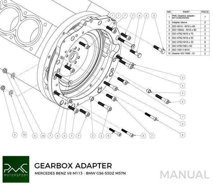 Gearbox adapter plate Mercedes-Benz V6 M112 V8 M113 - Manual BMW (M57N2 / N54)
