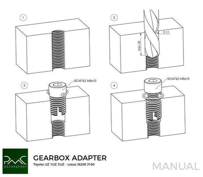 Gearbox adapter plate Toyota / Lexus V8 UZ 1UZ 3UZ - Toyota Altezza / Lexus IS200 J160 Aisin AZ6 (first gen.)