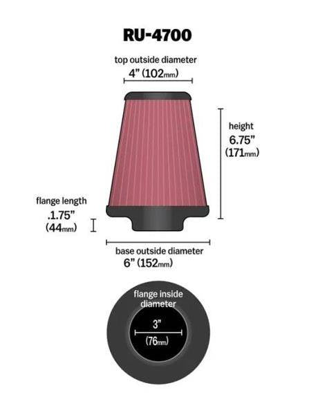K&N Air Filter RC-4700 60-77mm