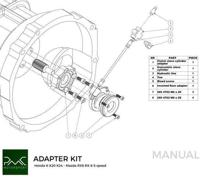 CNC Flywheel for conversion Honda K K20 K24 - Mazda RX-8 5-biegów - 240mm / 9.45"