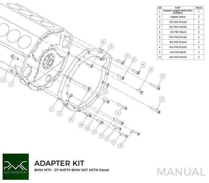 Adapter Kit BMW V12 M70 - BMW ZF 8HP70 N57 N57N Diesel