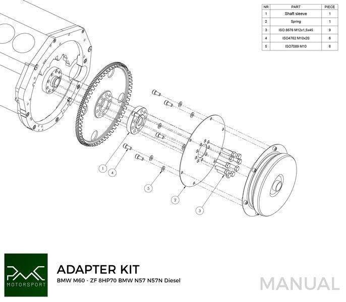 Adapter Kit BMW V8 M60 M62 - BMW ZF 8HP70 N57 N57N Diesel