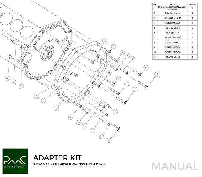Adapter Kit BMW V8 M60 M62 - BMW ZF 8HP70 N57 N57N Diesel