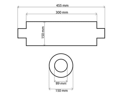 Mittelrohrschalldämpfer 89mm TurboWorks RS 304SS 300mm