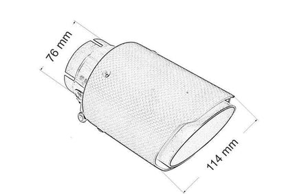 Exhaust Tip 114mm enter 76mm Carbon Matte