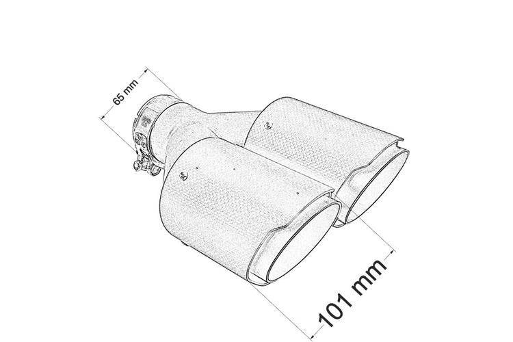 Exhaust Tip 101mmx2 enter 65mm Carbon Matte