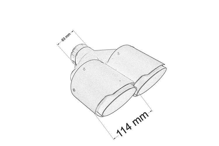 Exhaust Tip 114mmx2 enter 63mm Carbon Matte