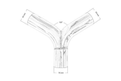 Exhaust tee 120st 63/70mm 304SS