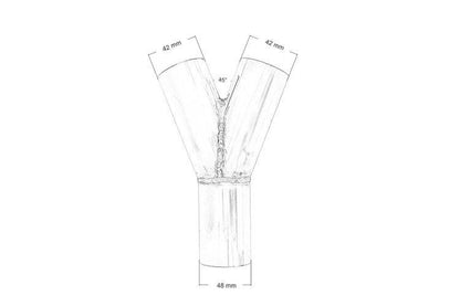 Exhaust tee 45st 42/48mm 304SS