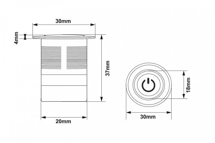 Switch On/off 304SS 10A 22mm Blue