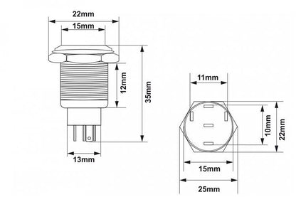 Schalter 304SS 19mm EIN-AUS Grün