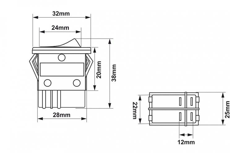 Rocker switch 4 PIN Red