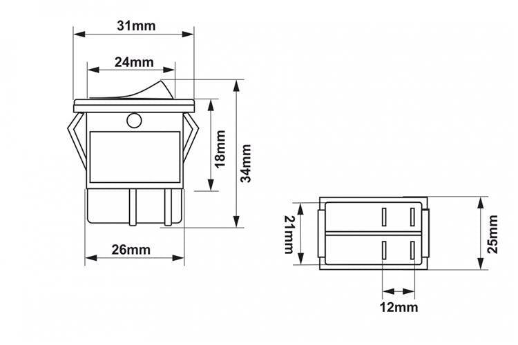 Rocker switch led 4 PIN red
