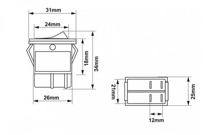 Rocker switch led 4 PIN red