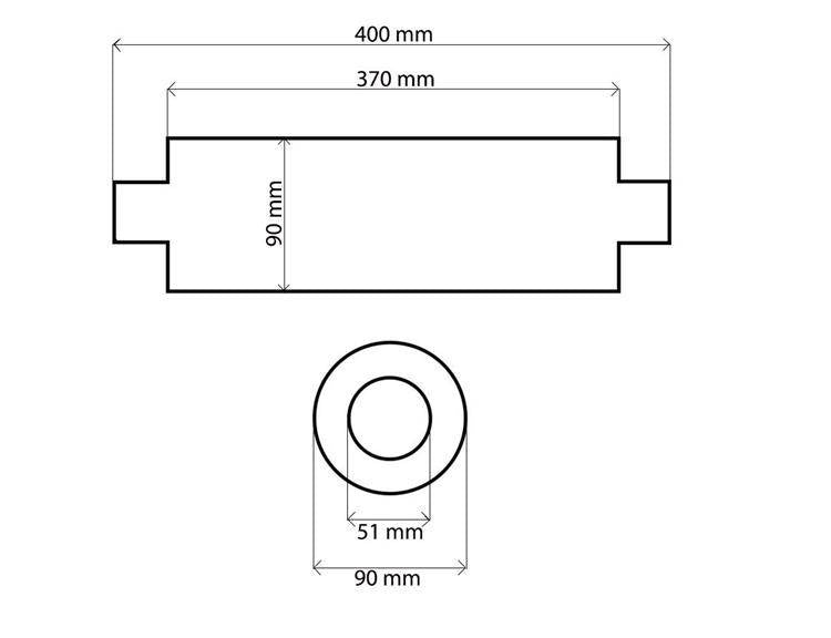 Mittelschalldämpfer 51mm TurboWorks RS 304SS 370mm